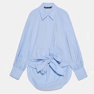Zara Tie-Front Poplin Blouse (XS)